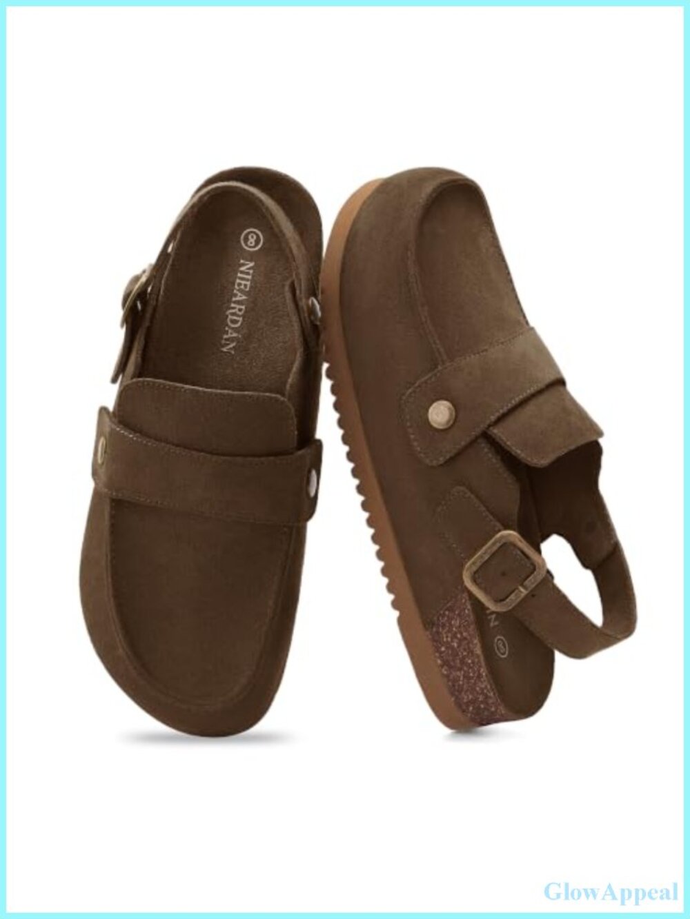 Women's Mules Clogs with Back Strap Lightweight Faux Suede Adjustable Heel